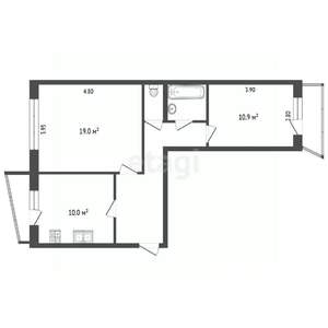 2-к квартира, вторичка, 58м2, 8/9 этаж