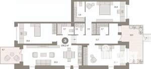 3-к квартира, вторичка, 157м2, 1/8 этаж