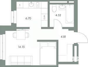 Студия квартира, вторичка, 30м2, 5/9 этаж