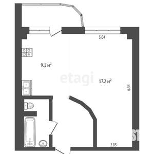1-к квартира, вторичка, 34м2, 6/15 этаж