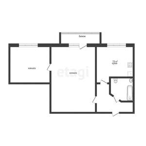 2-к квартира, вторичка, 39м2, 5/5 этаж