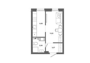 1-к квартира, вторичка, 25м2, 12/19 этаж