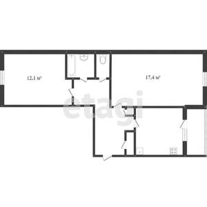 2-к квартира, вторичка, 58м2, 8/12 этаж