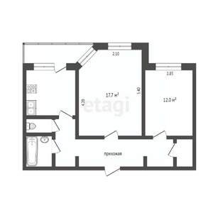 2-к квартира, вторичка, 55м2, 8/9 этаж