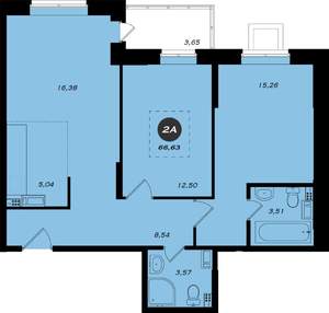 2-к квартира, строящийся дом, 67м2, 8/22 этаж