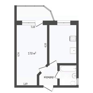 1-к квартира, вторичка, 35м2, 2/9 этаж