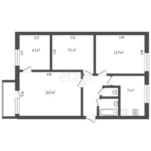 4-к квартира, вторичка, 70м2, 1/5 этаж