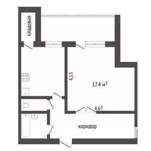 1-к квартира, вторичка, 44м2, 8/9 этаж
