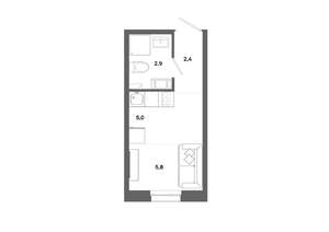 Студия квартира, вторичка, 16м2, 11/19 этаж