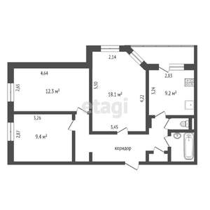 3-к квартира, вторичка, 64м2, 3/9 этаж