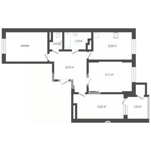 3-к квартира, вторичка, 82м2, 3/24 этаж