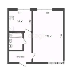 1-к квартира, вторичка, 33м2, 8/9 этаж