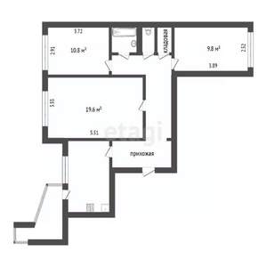 3-к квартира, вторичка, 73м2, 8/9 этаж