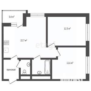 2-к квартира, вторичка, 56м2, 6/18 этаж