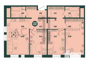 3-к квартира, строящийся дом, 88м2, 11/16 этаж