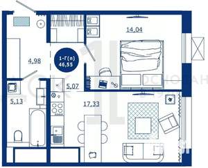 1-к квартира, вторичка, 47м2, 7/17 этаж