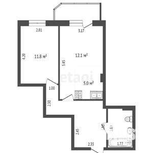 1-к квартира, вторичка, 46м2, 13/25 этаж