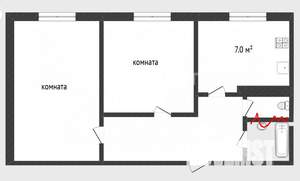 2-к квартира, вторичка, 44м2, 1/9 этаж