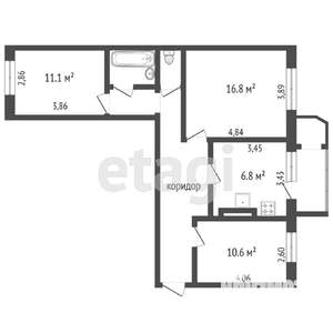 3-к квартира, вторичка, 74м2, 4/9 этаж