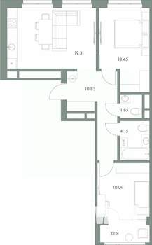 2-к квартира, вторичка, 63м2, 3/9 этаж
