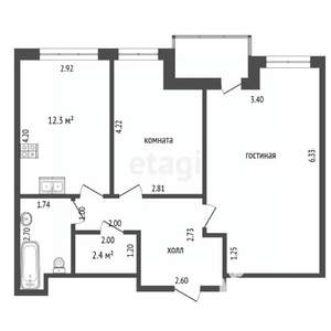 2-к квартира, вторичка, 58м2, 12/14 этаж