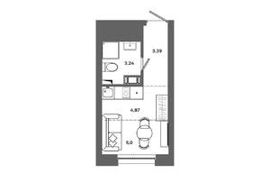Студия квартира, вторичка, 17м2, 1/19 этаж