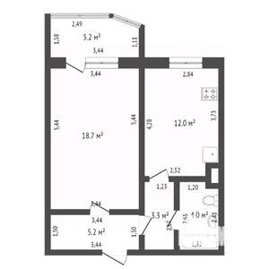 1-к квартира, вторичка, 43м2, 2/17 этаж