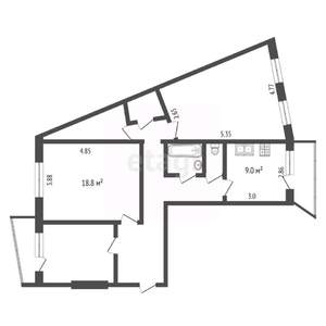 3-к квартира, вторичка, 85м2, 9/9 этаж