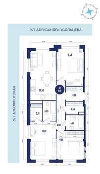 3-к квартира, вторичка, 91м2, 13/16 этаж