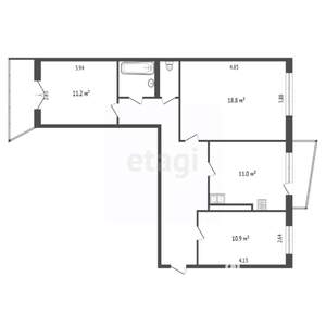 3-к квартира, вторичка, 72м2, 9/9 этаж