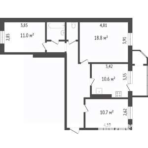 3-к квартира, вторичка, 73м2, 8/9 этаж
