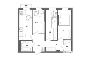 3-к квартира, вторичка, 57м2, 11/19 этаж