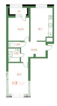 2-к квартира, вторичка, 69м2, 4/9 этаж