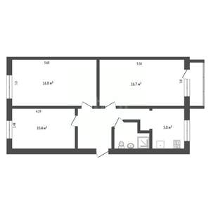 3-к квартира, вторичка, 59м2, 2/5 этаж