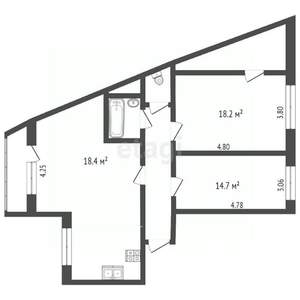 3-к квартира, вторичка, 79м2, 5/9 этаж