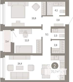 2-к квартира, вторичка, 71м2, 4/17 этаж