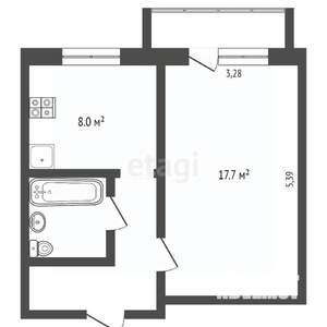 1-к квартира, вторичка, 32м2, 4/5 этаж