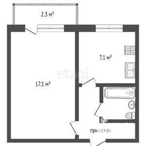 1-к квартира, вторичка, 30м2, 4/5 этаж