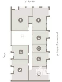 1-к квартира, вторичка, 55м2, 7/17 этаж