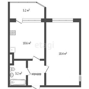 1-к квартира, вторичка, 36м2, 1/4 этаж