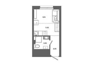Студия квартира, вторичка, 18м2, 8/19 этаж
