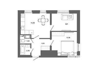 2-к квартира, вторичка, 44м2, 10/19 этаж