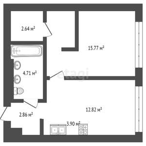 1-к квартира, вторичка, 43м2, 2/9 этаж