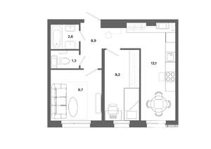 2-к квартира, вторичка, 42м2, 2/19 этаж