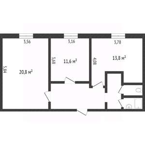 3-к квартира, вторичка, 71м2, 2/24 этаж