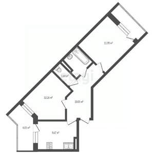 2-к квартира, вторичка, 50м2, 2/9 этаж
