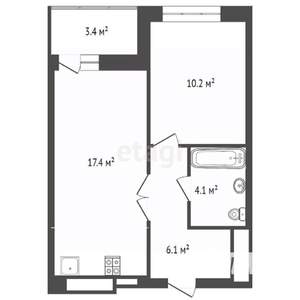 1-к квартира, вторичка, 38м2, 3/16 этаж