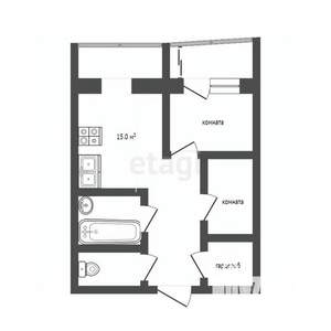 2-к квартира, вторичка, 48м2, 6/25 этаж
