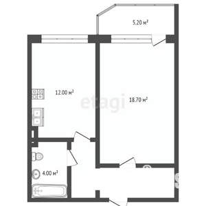 1-к квартира, вторичка, 44м2, 4/17 этаж