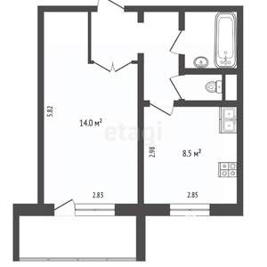 1-к квартира, вторичка, 31м2, 5/5 этаж